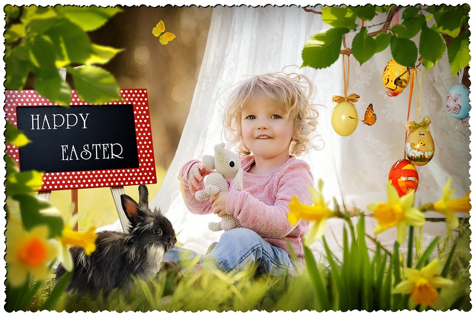 little girl with easter bunny